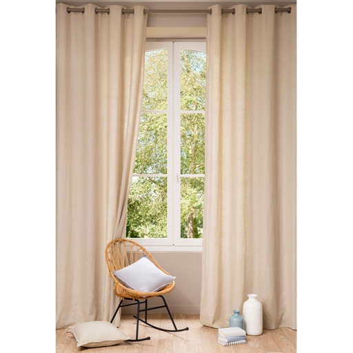 [CN014769] Rideau à œillets en lin lavé beige à l'unité