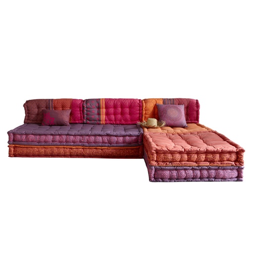 [CN413376] Banquette d'angle Madurai modulable 6 places en coton