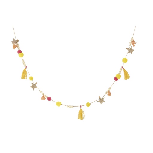 [CN520684] SIWA - Guirlande décorative jaune, rose et dorée L180