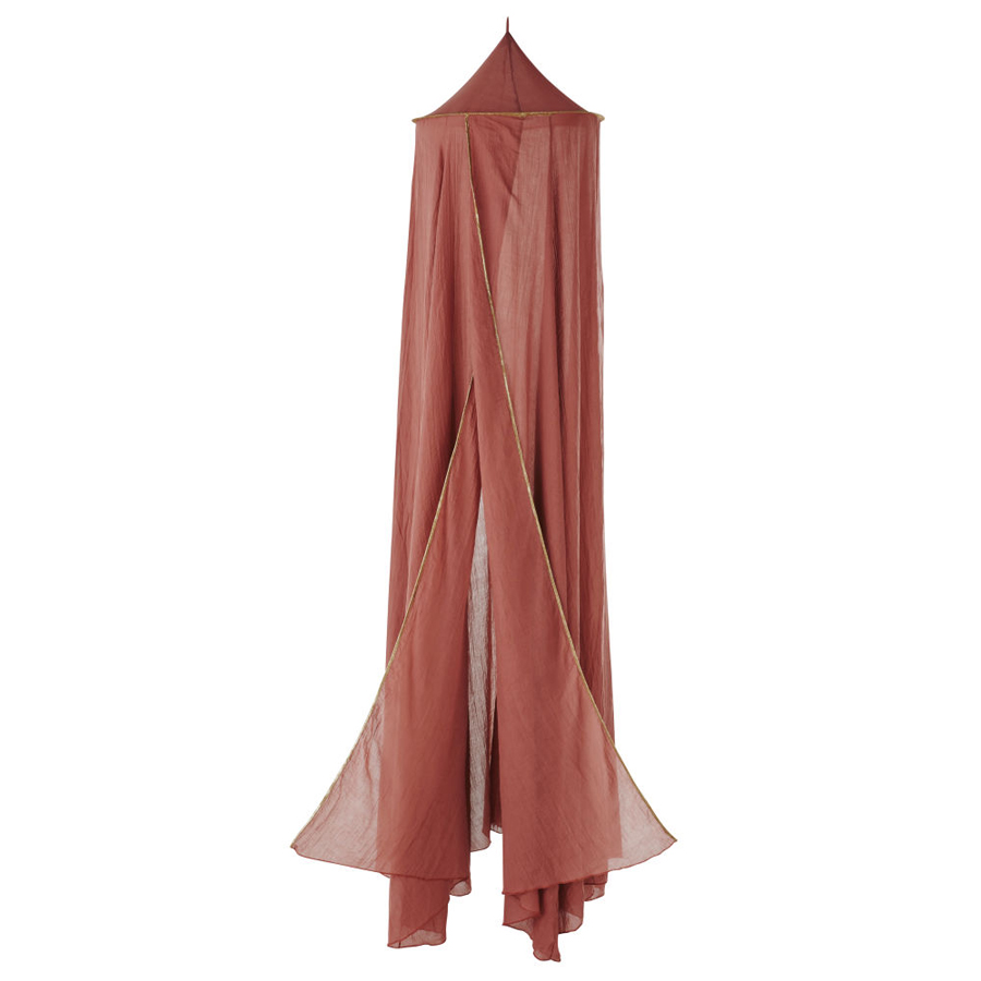 [CN521586] Ciel de lit bébé terracotta avec liseré doré