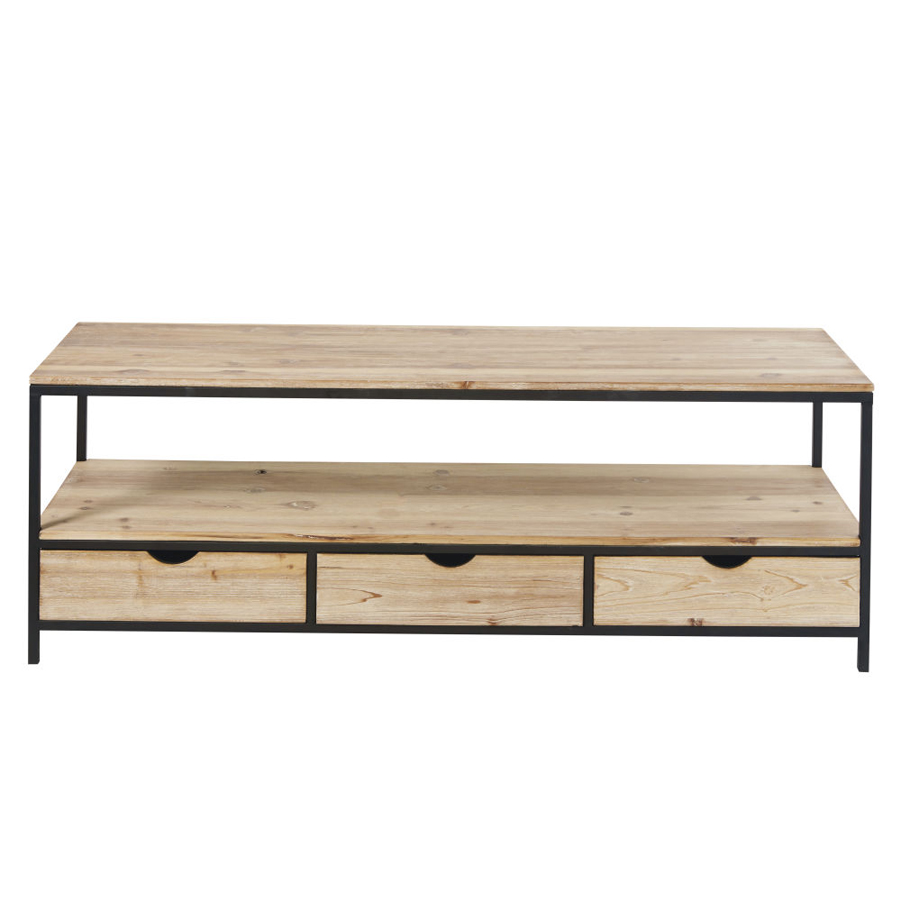 [CN218619] Meuble TV Long Island en sapin massif et métal