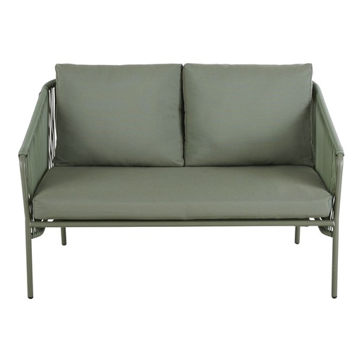[CN720895] Canapé de jardin Arun 2 places en résine & métal vert kaki