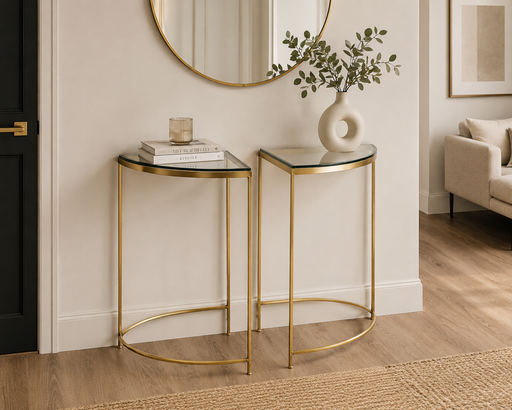 [CN319995] 2 tables de chevet MIDTOWN en métal et marbre doré