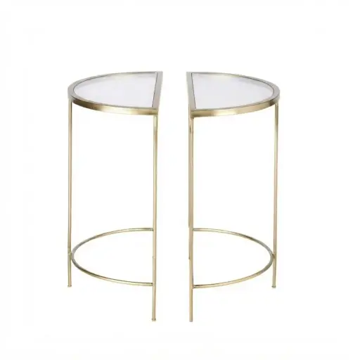 [CN319995] 2 tables de chevet MIDTOWN en métal et marbre doré