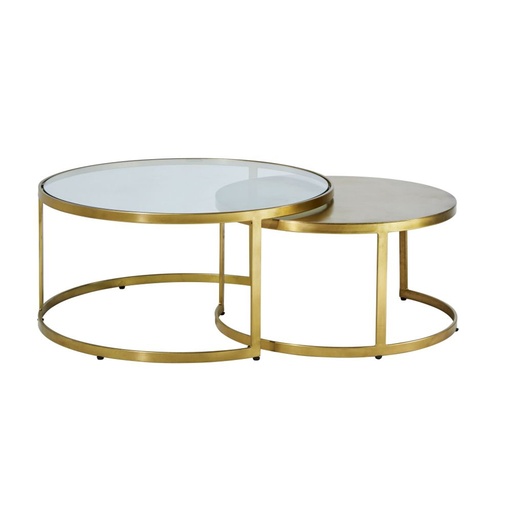 [CN720887] Tables gigognes Eclipse en verre trempé et métal laiton