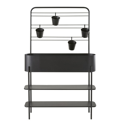 [CN820080] Jardinière Auckland en métal noir avec 4 pots