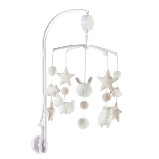 [CN919374] MOBILE - Mobile musical bébé écru, blanc et taupe