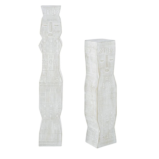 [CN821064] Set de 2 Totems Manteke déco en argile grise blanchie