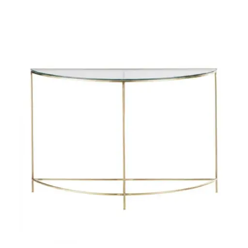 [CN719987] Console meuble Midtown arrondie en métal coloris laiton et verre 