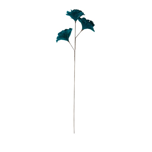 [LLV7450781] Ornement Flower 3 fleurs en plume pétrole