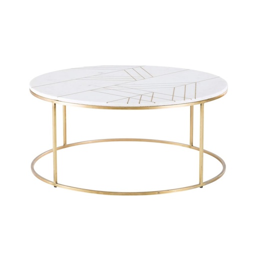 [CN317521] Table basse ronde Izmir en marbre blanc et fer doré