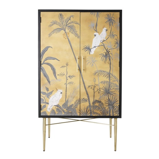 [CN419978] CURITIBA - Cabinet de rangement 2 portes décor tropical peint