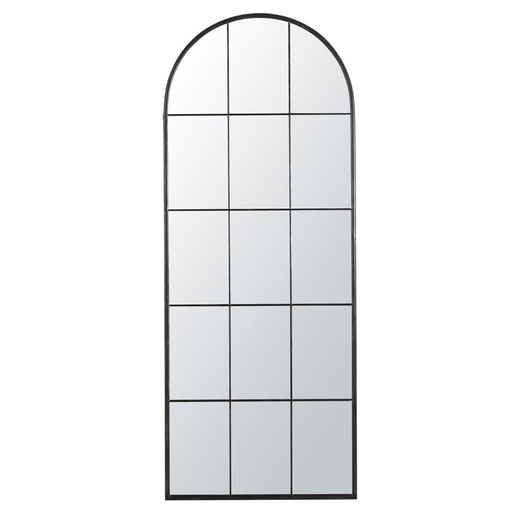 [CN720067] Grand miroir fenêtre Oscar arche en métal noir effet vieilli 71x180