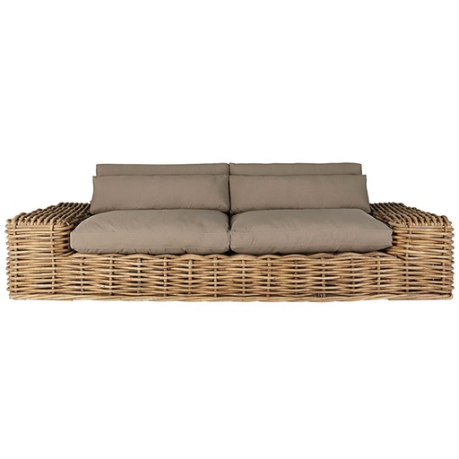 [CN316447] Canapé de jardin St Tropez 2/3 places en rotin et coussins taupe