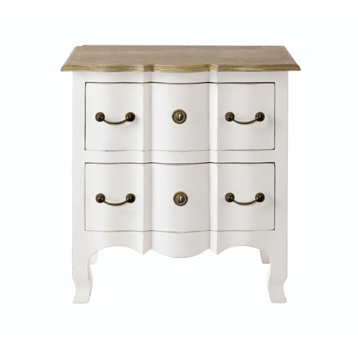 [CN815645] Table de chevet Versailles 2 tiroirs en acacia et manguier blanche