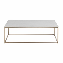 [CN721699] MARBLE - Table basse en marbre blanc et métal coloris laiton