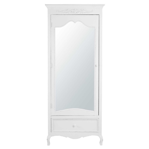 [CN916592] Armoire bonnetière Elisa blanche, 1 porte avec miroir et 1 tiroir