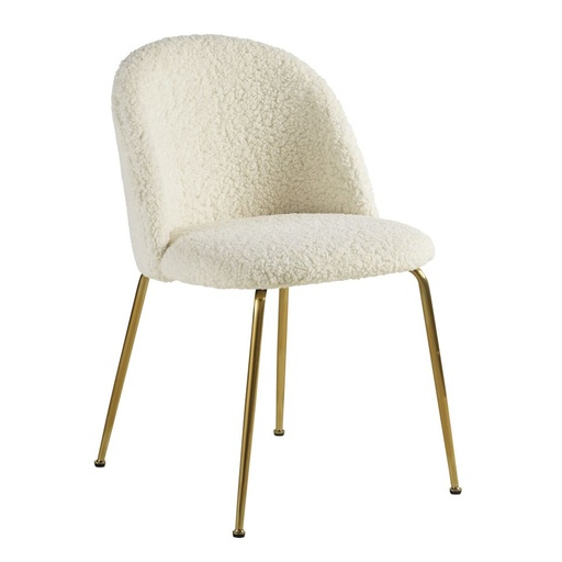 [CN420959] GINETTE - Chaise à bouclettes blanches et métal chromé doré