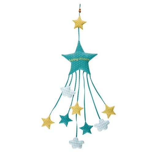 [CN817087] Guirlande étoiles Happy en coton imprimé
