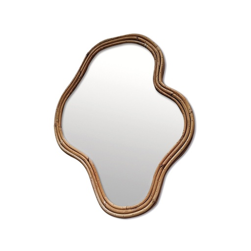 [OPJ015047CV] Miroir Organic avec cadre en raphia naturel