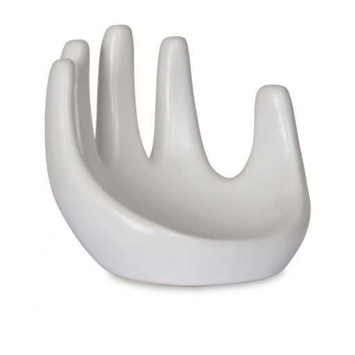 [OPJ015161CV] Décoration coupelle Ceramic main blanc