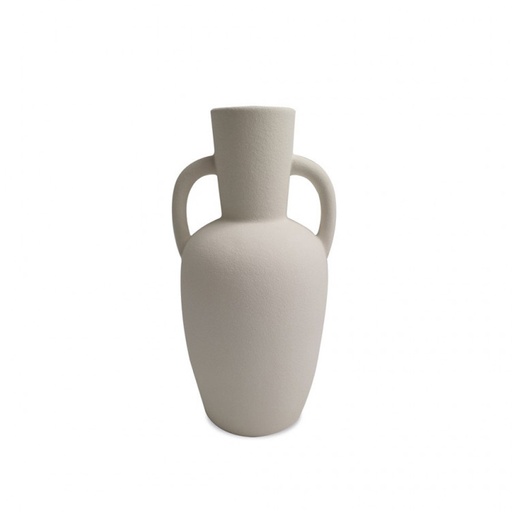 [OPJ015195CV] NORMA - Vase céramique blanc texturé 12,5x24,4cm