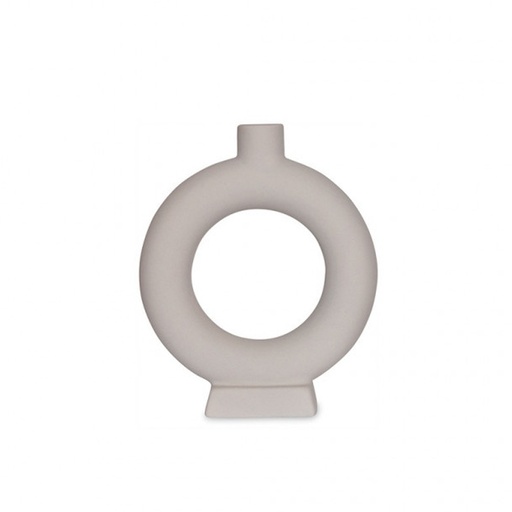 [OPJ015198CV] Vase Ring en grès cérame gris galet
