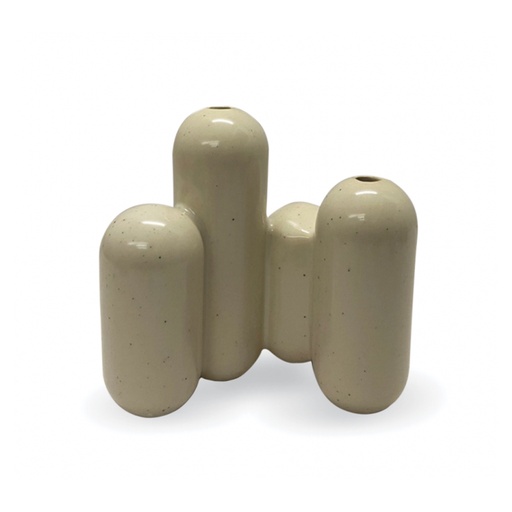 [OPJ015261CV] Vase Multi en grès cérame écru moucheté