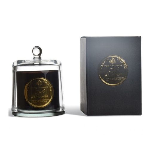 [OPJ013134CV] Bougie en verre Thé à la menthe cloche noir PM
