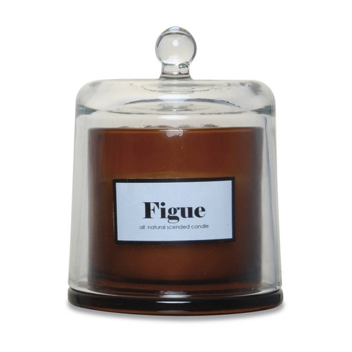 [OPJ012737CV] Bougie Figue cloche en verre ambre boisée PM