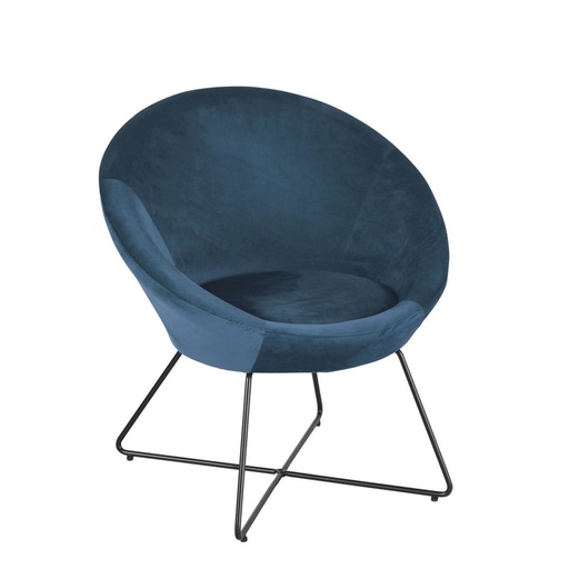[CN821607] Fauteuil Hipop en velours bleu et pieds en métal