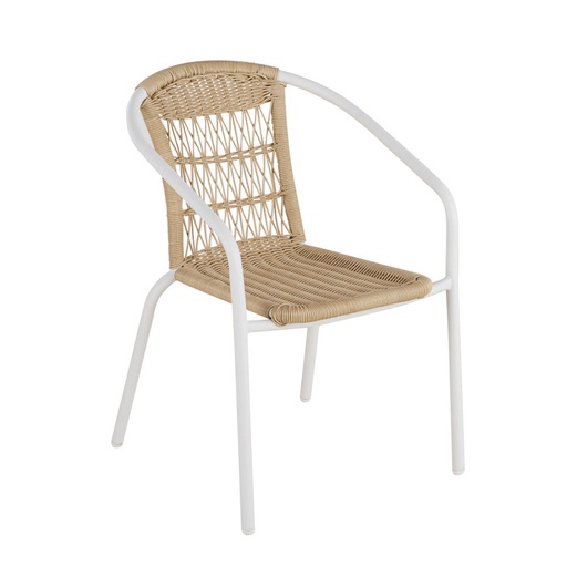 [CN422946] BAMBA BUSINESS - Chaise de jardin en acier blanc et résine tressée