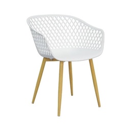 [ZON433426] TANGO - Chaise en métal blanc pieds effet bois naturel