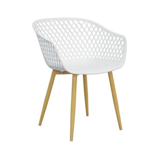 [ZON433426] Chaise Tango en métal blanc pieds effet bois naturel