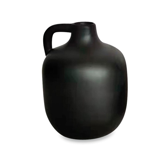 [OPJ014089CV] CRUCHE - Vase en grès cérame noir 12x15 cm