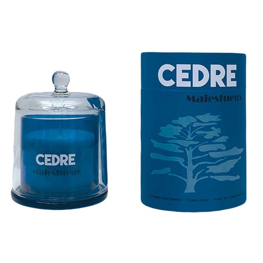 [OPJ015906CV] Bougie Cèdre cloche en cire bleu et blanc