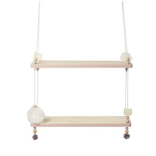 [CN820681] Etagère Lila en paulownia et corde bicolore