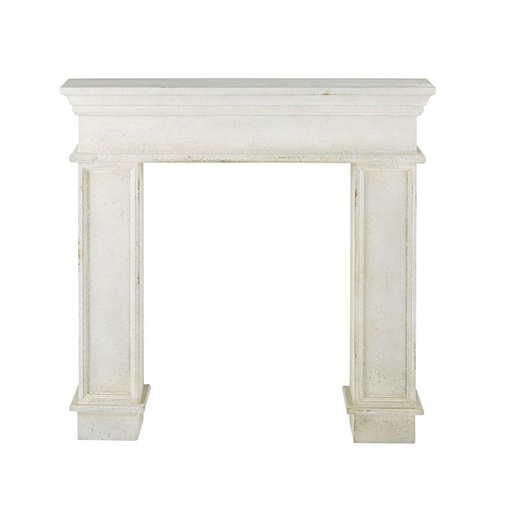 [CN420890] Manteau de cheminée Antika en sapin blanc cassé patiné