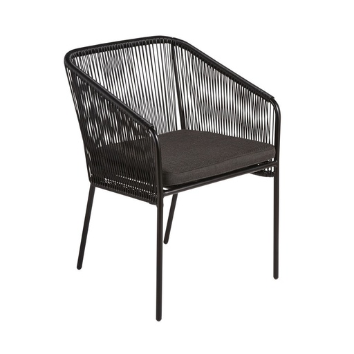 [CN718320] Fauteuil à dîner de jardin Arun en résine et métal noir