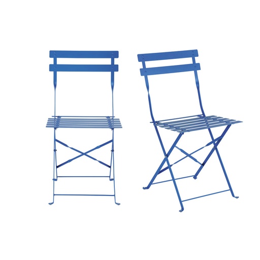[CN122945] GUINGUETTE - 2 Chaises de jardin pliables en acier bleu