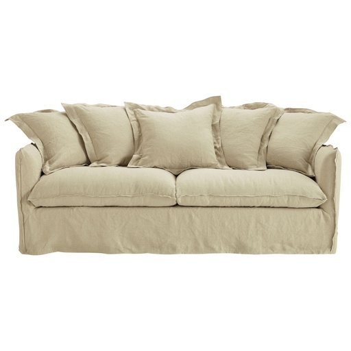 [CN618050] Canapé convertible Barcelone 3/4 places en lin lavé beige