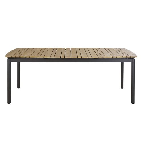 [CN521871] Table de jardin extensible Guam en bois de teck massif et aluminium gris anthracite 10/12 personnes