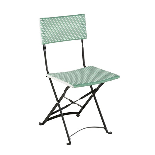 [CN320906] LOTTA BUSINESS - Chaise de jardin professionnelle en résine tressée verte et blanche