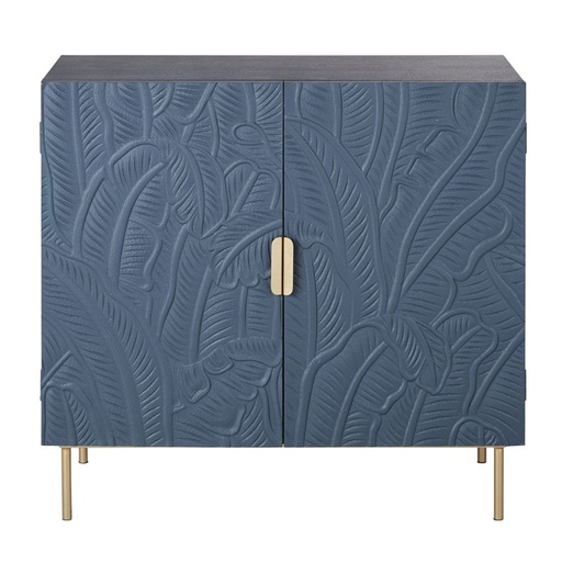 [CN221984] Buffet Palmo 2 portes motifs sculptés bleus