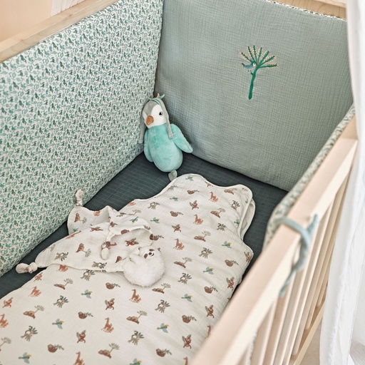 [CN022612] Doudou mouchoir Chamarel imprimé beige, marron et bleu