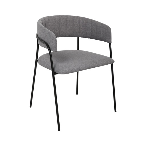 [KEN101110CV] EMMA - Chaise avec accoudoirs en tissu gris 55x50x75 cm