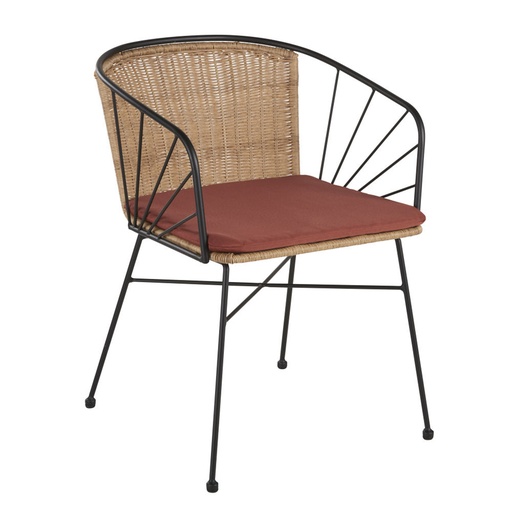 [CN322950] Fauteuil de jardin en résine tressée à dîner de jardin Marambaia en imitation rotin et coussin terracotta