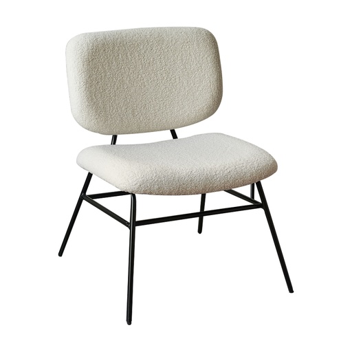 [KEN101710CV] Fauteuil à bouclettes Maël blanche et métal noir