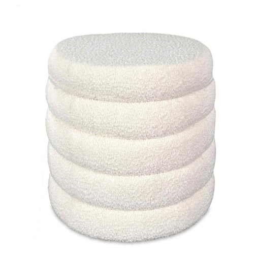 [OPJ016248] Tabouret coffre en tissu bouclette Noe écru