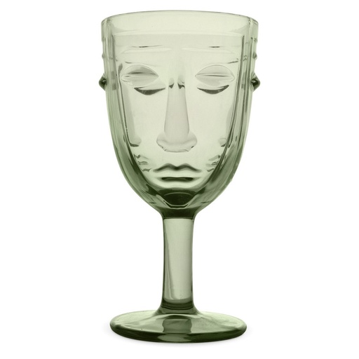 [OPJ013714] Coupe en verre à pied vert Visage